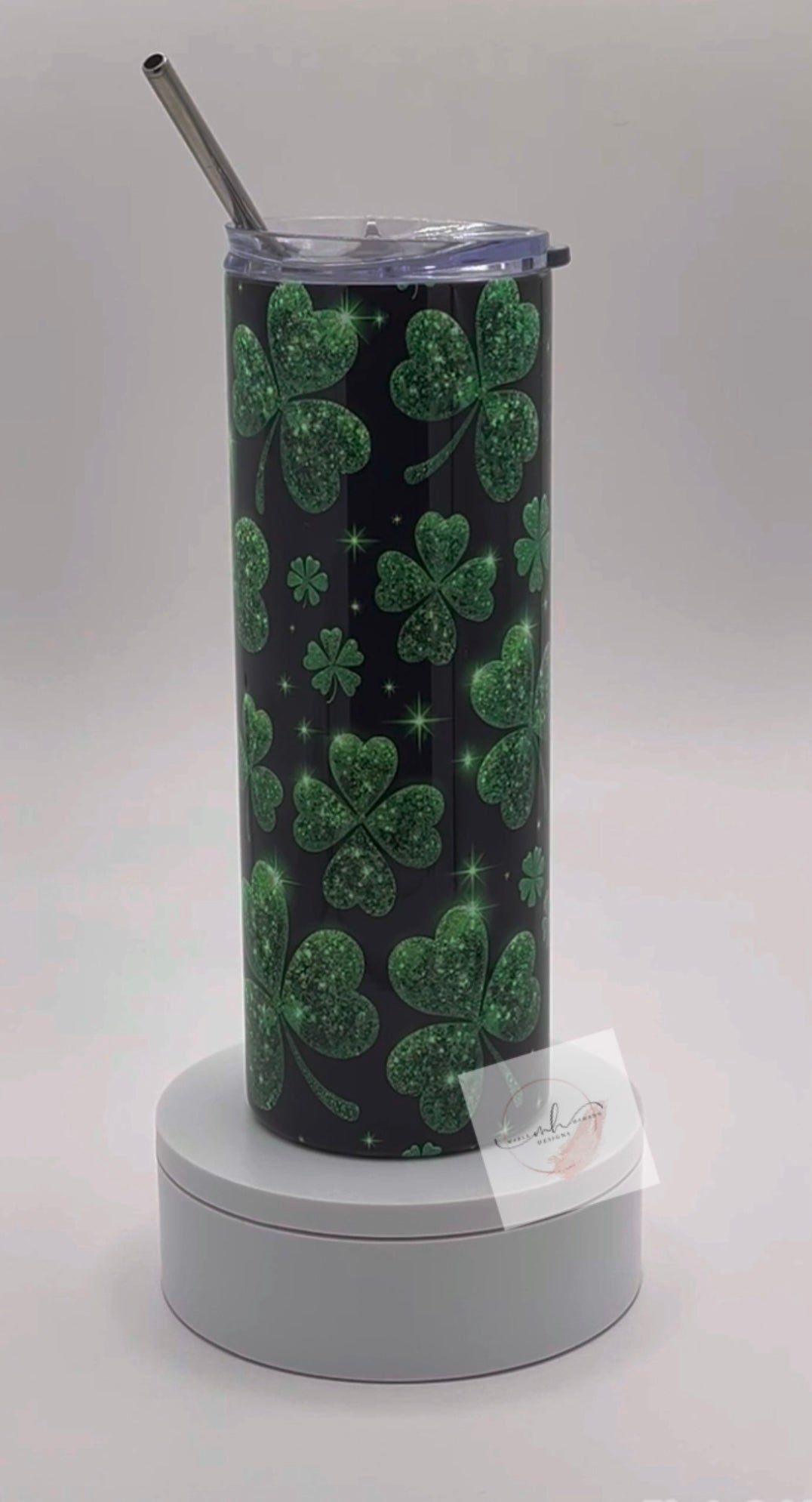 Tumbler- 20oz. Green Glitter Lucky Charm