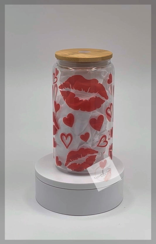 Glass 16 oz. Tumbler- Kisses