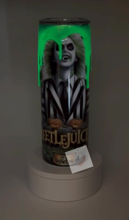 Tumbler- 20oz. Beetle Juice Glow in the Dark 3D Drip