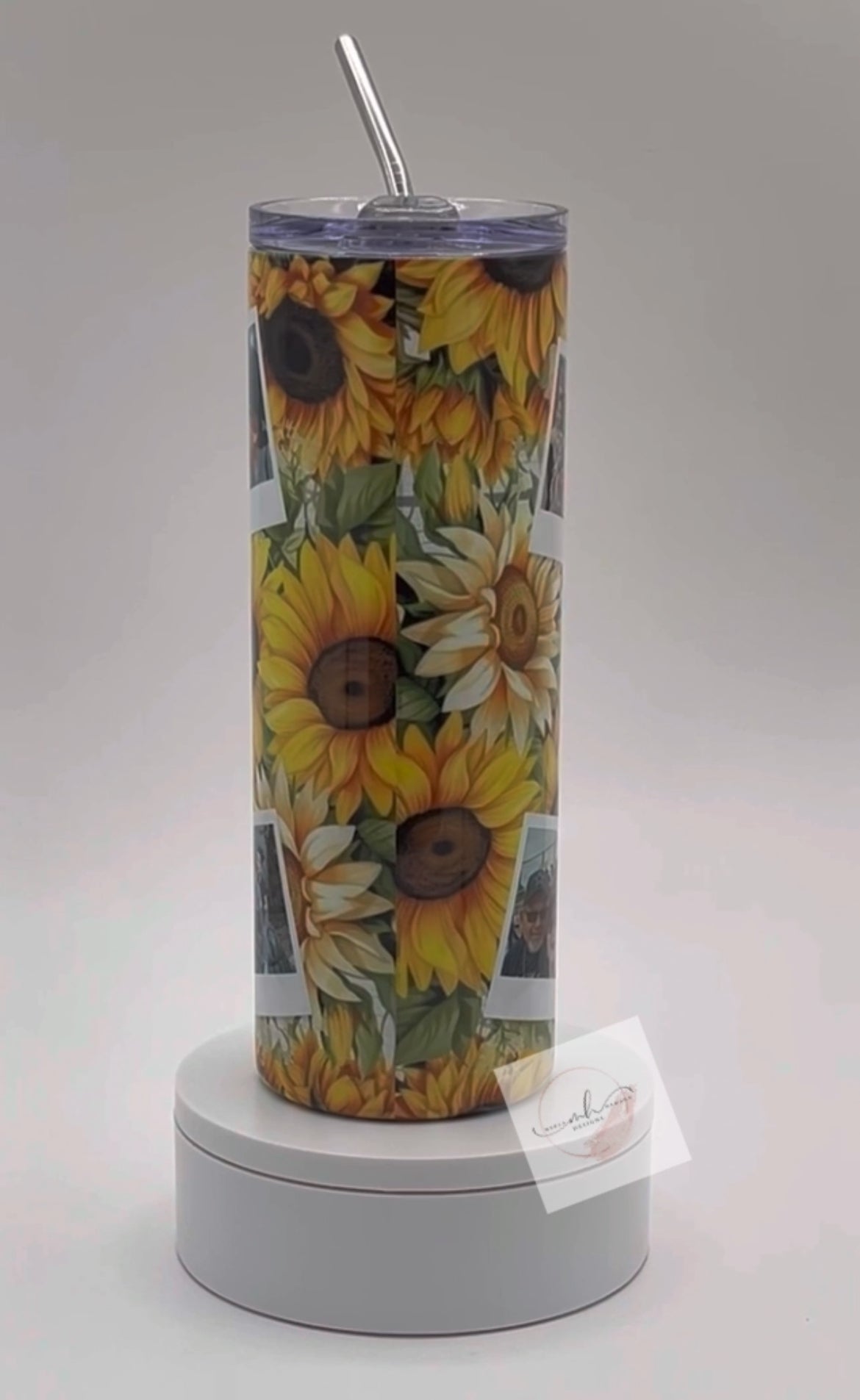 Tumbler- 20oz. Personalized Picture Grandma Sunflower