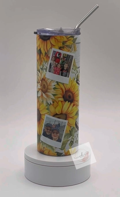 Tumbler- 20oz. Personalized Picture Grandma Sunflower