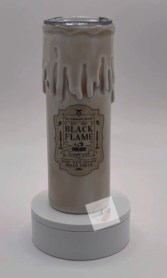 Tumbler- 20oz. Black Flame Candle 3D Drip