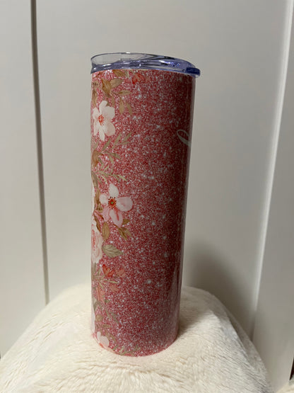 Tumbler- 20oz. Glitter Floral Name