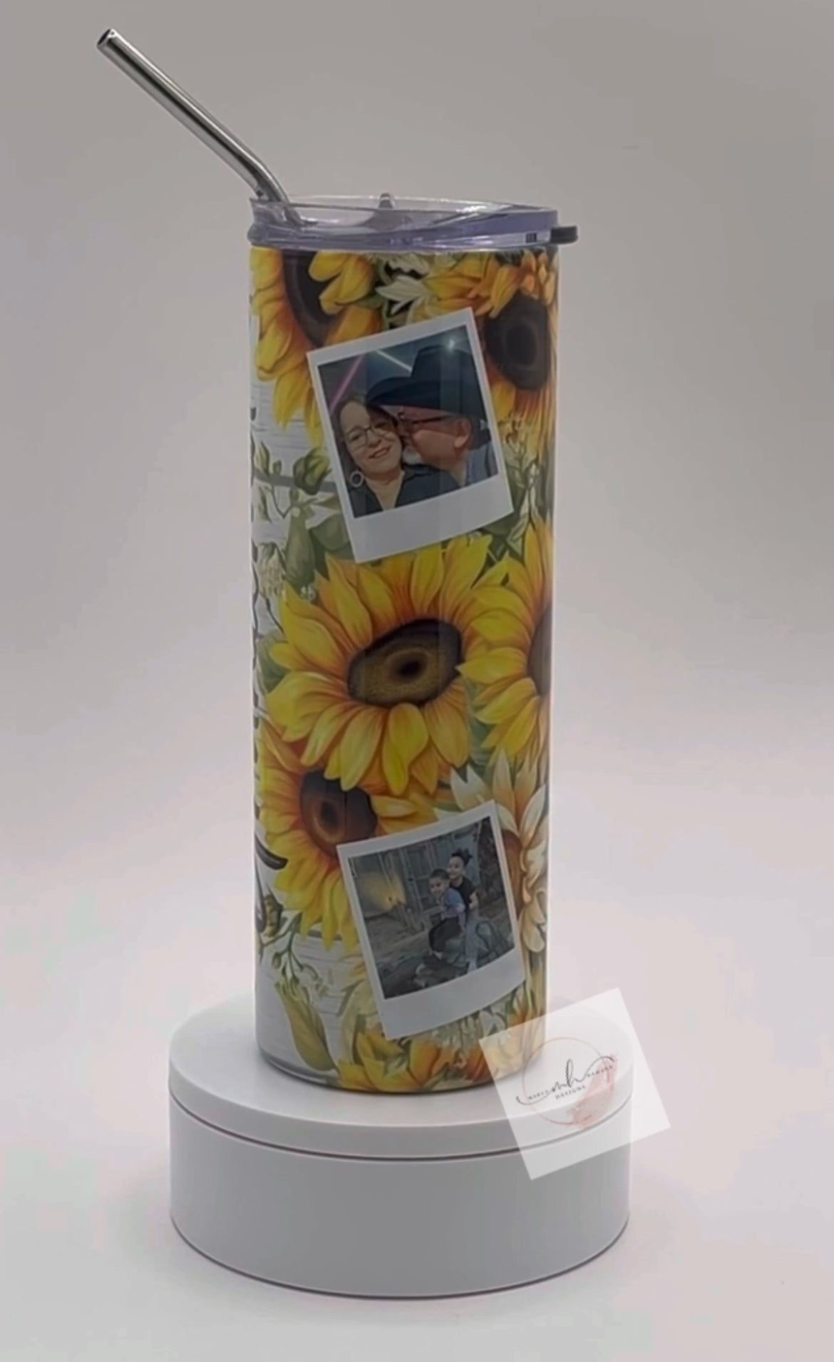 Tumbler- 20oz. Personalized Picture Grandma Sunflower