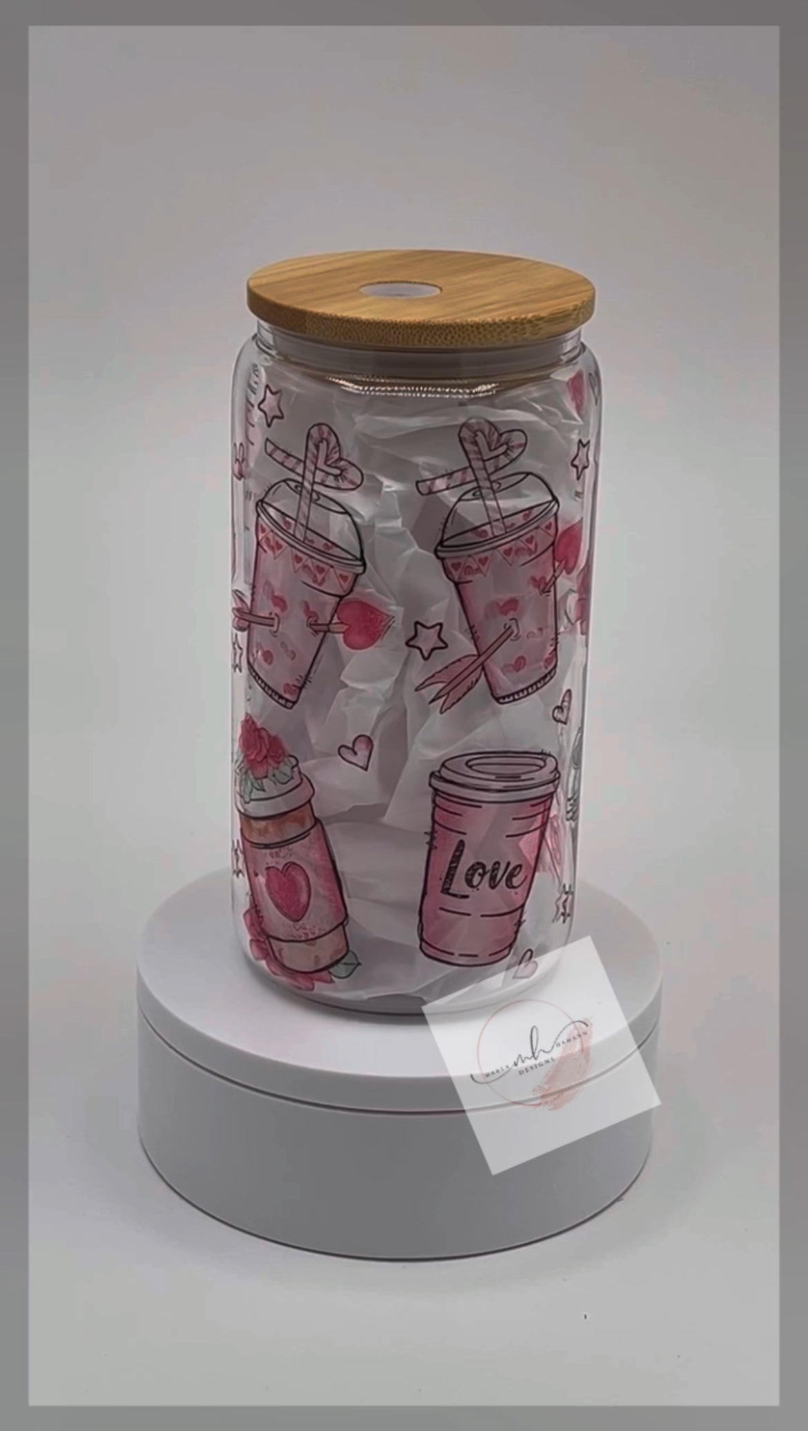 Glass 16oz.Tumbler- Hourly Valentine