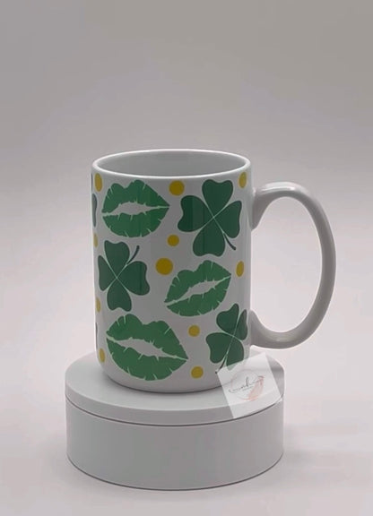 Mug- 15oz. Green Shamrock Kisses Coffee Mug