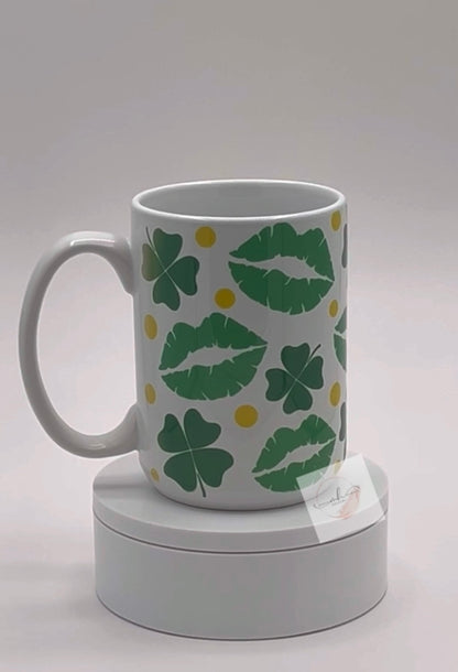 Mug- 15oz. Green Shamrock Kisses Coffee Mug