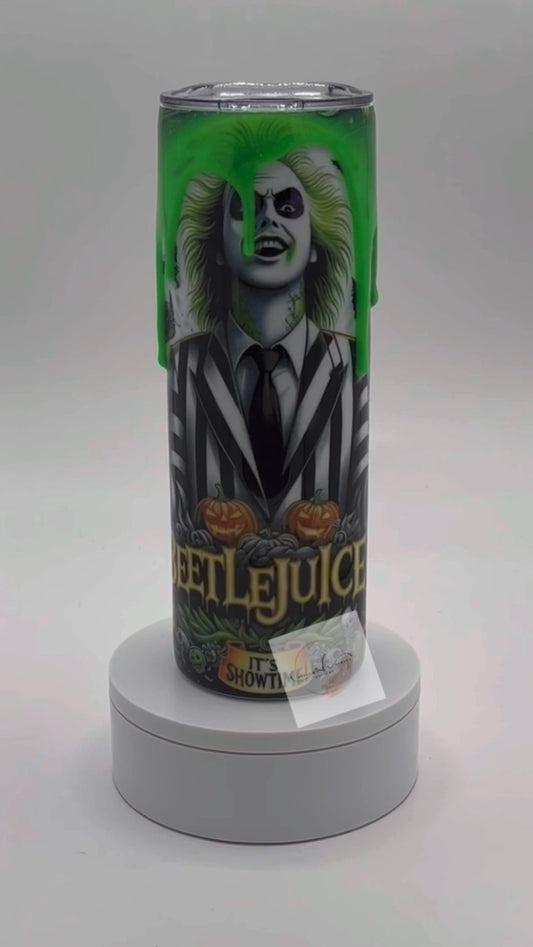 Tumbler- 20oz. Beetle Juice Glow in the Dark 3D Drip