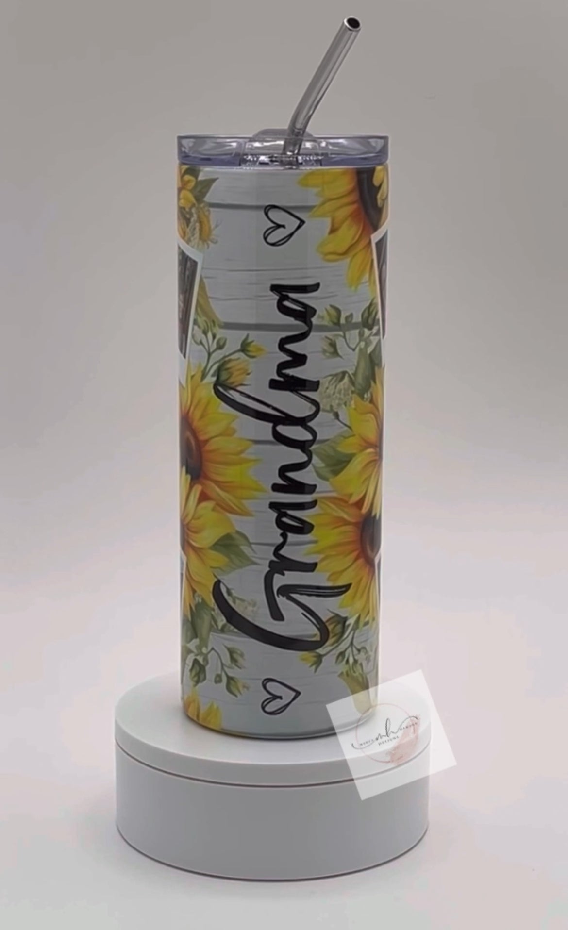 Tumbler- 20oz. Personalized Picture Grandma Sunflower